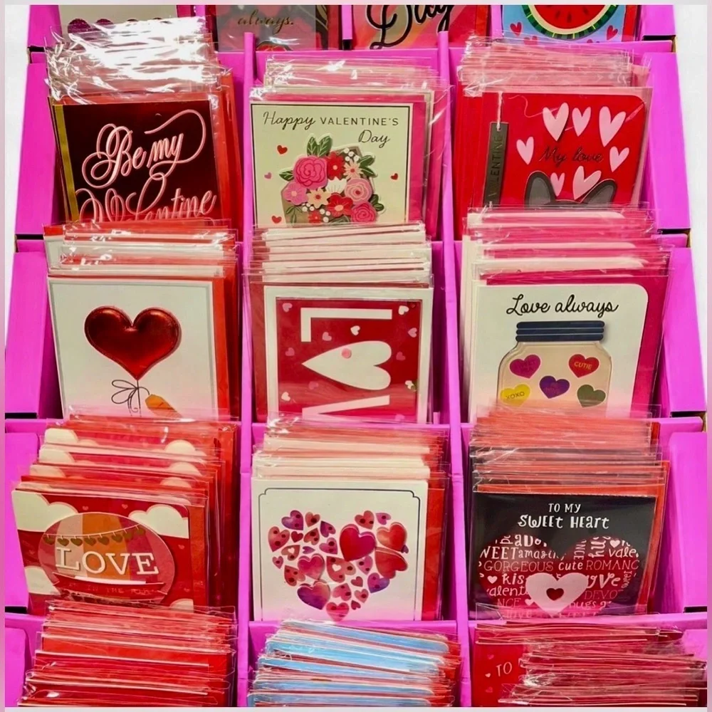 Lot of 100 Valentine’s Day Cards NEW SEALED w/envelope and gold seal sticker!